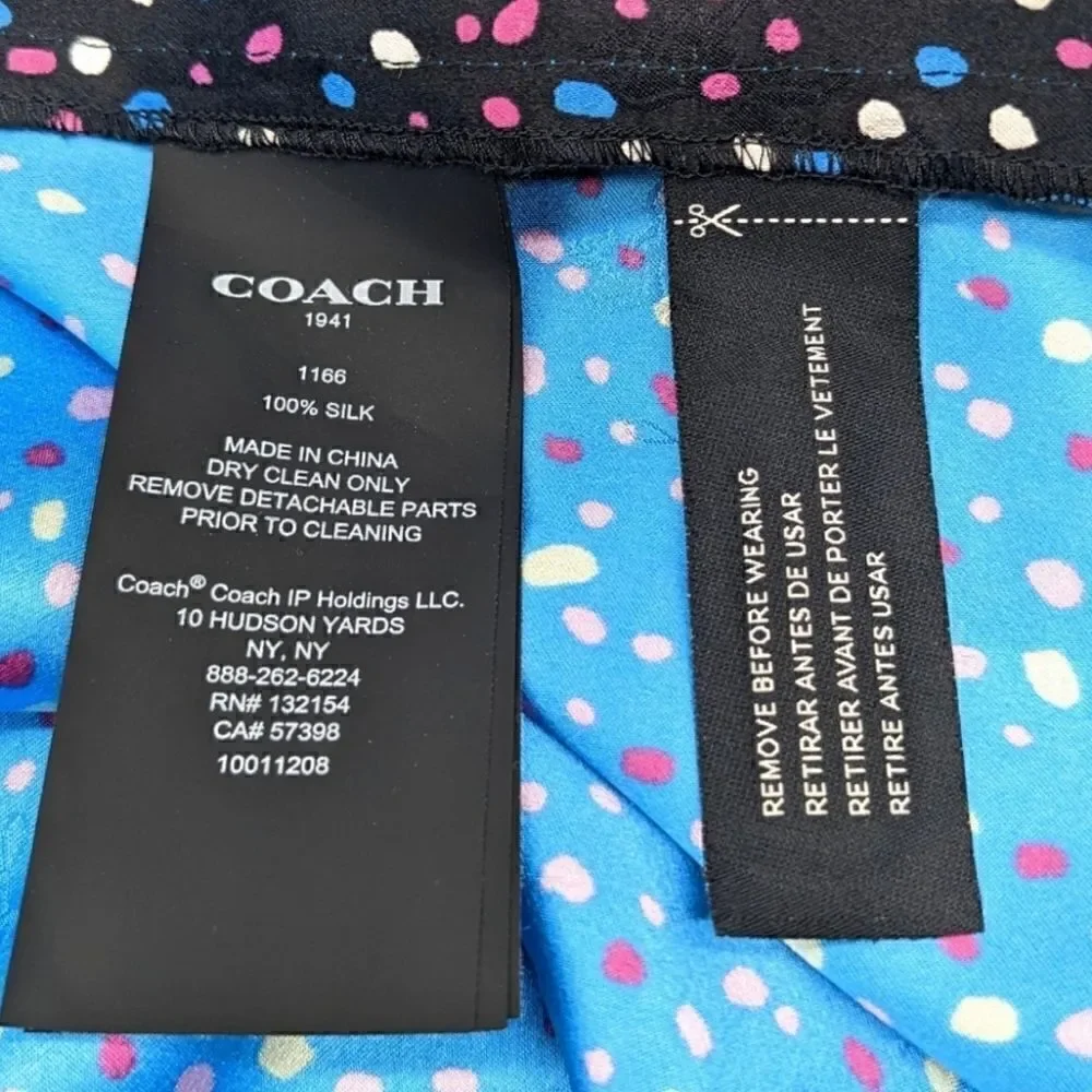 NWT COACH Dotted Sleeveless 100% silk dress Size 00
